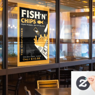 Autocollant Pour Fenêtre Café Restaurant Poisson Et Frites Entreprise