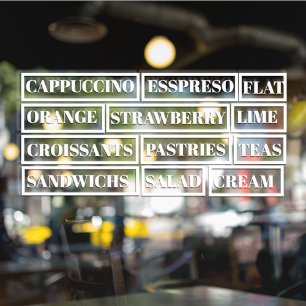 Autocollant Pour Fenêtre Café Thé Salades Fenêtre Vinyles Transparent   Nou
