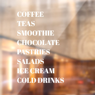 Autocollant Pour Fenêtre Café Thé Salades Fenêtre Vinyles Transparent   Nou