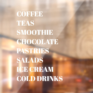 Autocollant Pour Fenêtre Café Thé Salades Fenêtre Vinyles Transparent | Nou