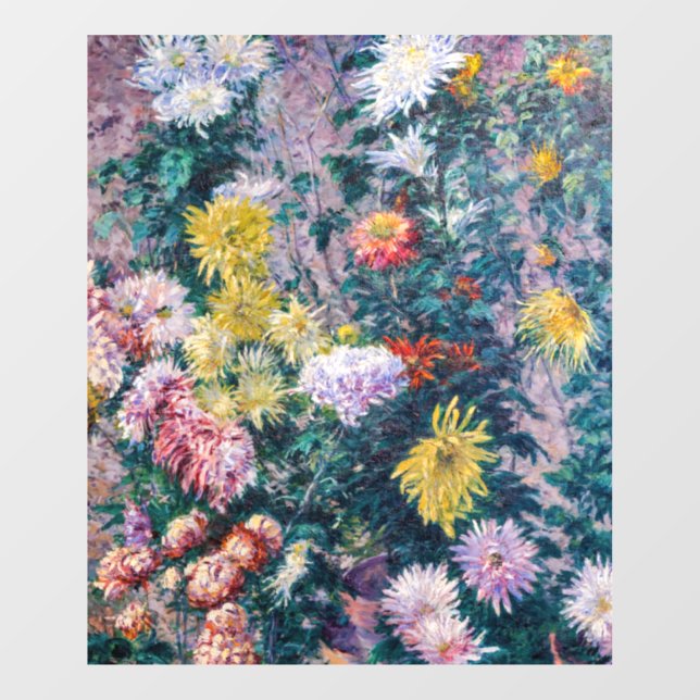 Autocollant Pour Fenêtre Caillebotte - Chrysanthèmes blanc et jaune (Feuille)