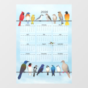 Autocollant Pour Fenêtre Calendrier des oiseaux jardins 2026