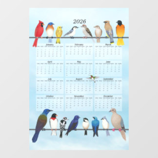 Autocollant Pour Fenêtre Calendrier des oiseaux jardins 2026