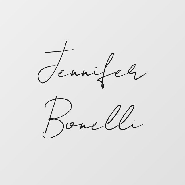 Autocollant Pour Fenêtre Calligraphie Élégant Noir Blanc Simple Nom Plain (Feuille)