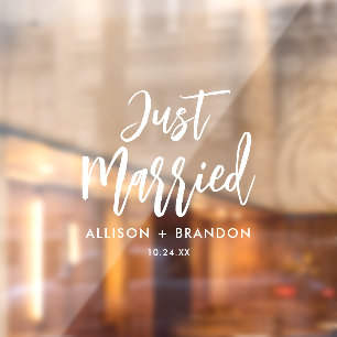 Autocollant Pour Fenêtre Calligraphie moderne juste marié voiture Mariage