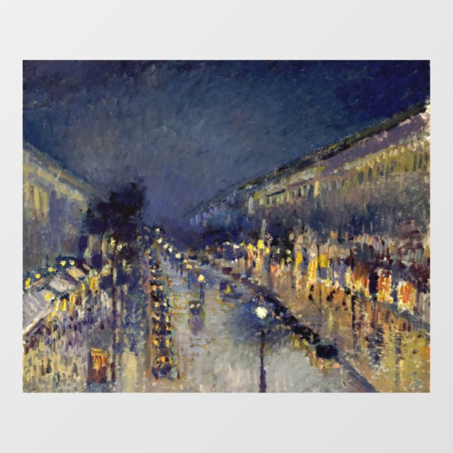 Autocollant Pour Fenêtre Camille Pissarro - Boulevard Montmartre en nuit (Feuille)