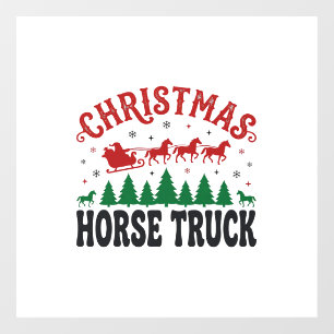 Autocollant Pour Fenêtre Camion à chevaux de Noël Western Santa Sleigh Desi
