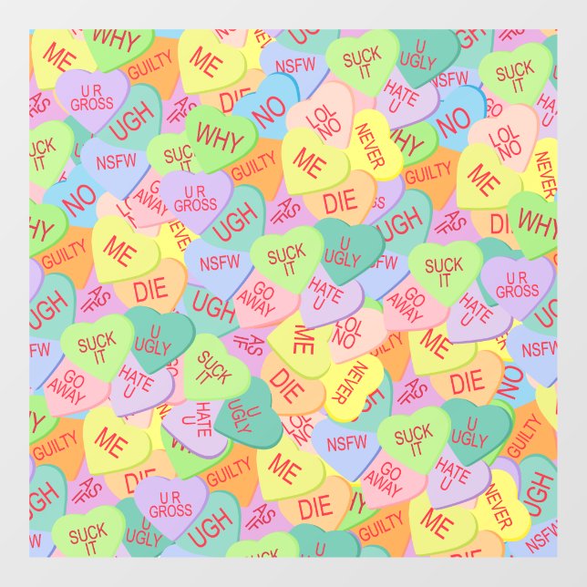 Autocollant Pour Fenêtre Candy Hearts Motif - SFW (Feuille)