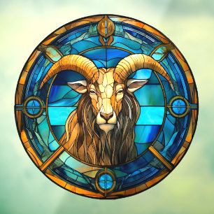 Autocollant Pour Fenêtre Capricorne Signes Zodiac Faux Vitrail