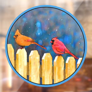 Autocollant Pour Fenêtre Cardinals on the Fence Painting - Art original