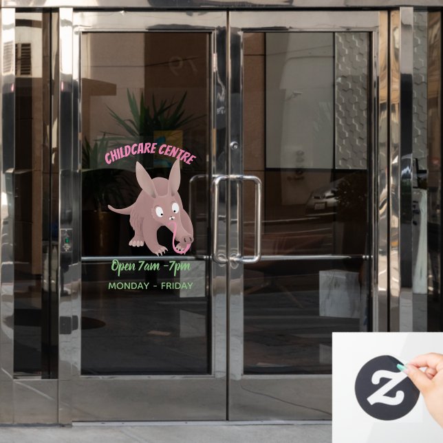 Autocollant Pour Fenêtre Caricature amusante de Aardvark (Porte de bureau)