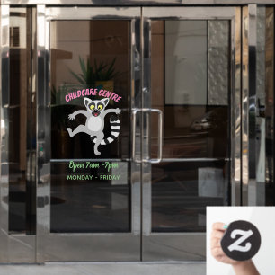 Autocollant Pour Fenêtre Caricature de danse lémurienne en anneau mignon