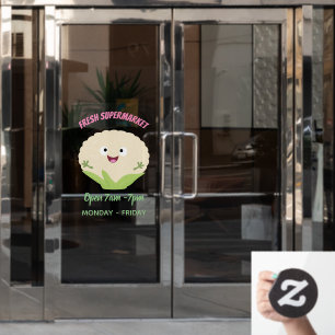 Autocollant Pour Fenêtre Caricature de légume de chou-fleur joyeux