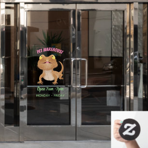 Autocollant Pour Fenêtre Caricature de lézard de dragon à barbe