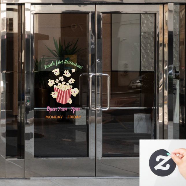 Autocollant Pour Fenêtre Caricature de pop-corn drôles (Porte de bureau)
