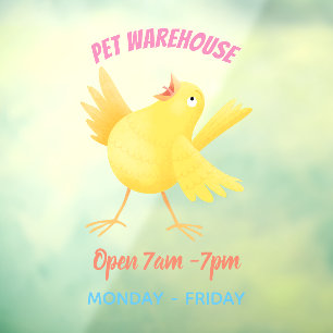 Autocollant Pour Fenêtre Caricature d'oiseau canari jaune chantant mignon