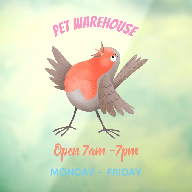 Autocollant Pour Fenêtre Caricature d'oiseau rouge chantant mignon (Feuille 3)