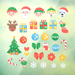 Autocollant Pour Fenêtre Caricatures de Noël gaies