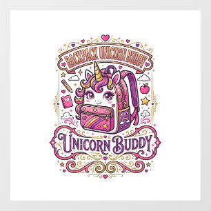 Autocollant Pour Fenêtre Cartable Licorne Copain Licorne Conception De Merc