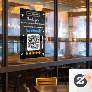 Autocollant Pour Fenêtre Carte de demande d'avis Facebook avec logo et code