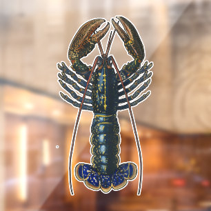 Autocollant Pour Fenêtre Carte de homard bleu vintage en collage : Thème na