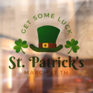 Autocollant Pour Fenêtre Casquette Vert et trèfle St Patrick's Day