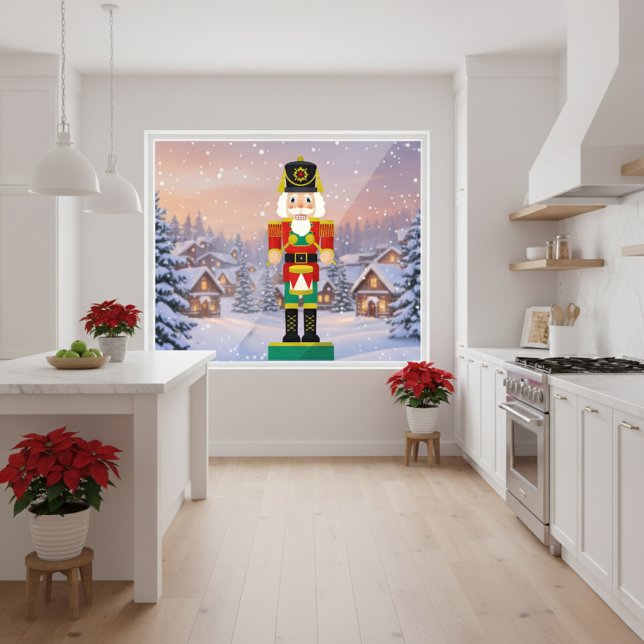 Autocollant Pour Fenêtre Casse-noix Festive Drummer (Festive Drummer Nutcracker Window Cling)