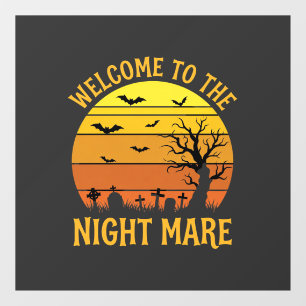 Autocollant Pour Fenêtre Cauchemar d'Halloween Cimetière Coucher de soleil 