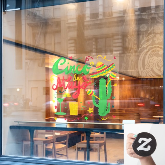 Autocollant Pour Fenêtre Célébration de l'entreprise mexicaine Cinco de May (Fenêtre de café)