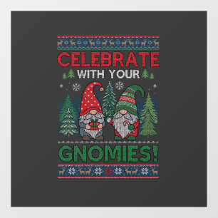 Autocollant Pour Fenêtre Célébrez Gnomies Noël Gnomes Arbres Renne