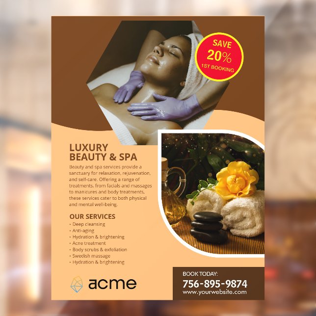 Autocollant Pour Fenêtre Centre spa personnalisé (Feuille 2)