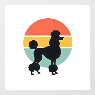 Autocollant Pour Fenêtre Cercle de silhouette de chien rétro coucher de sol
