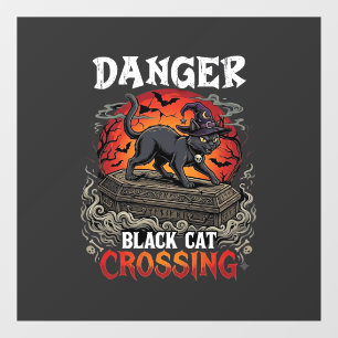 Autocollant Pour Fenêtre Chapeau de sorcière de Halloween Danger Black Cat