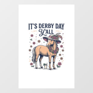 Autocollant Pour Fenêtre Chapeau Floral de Cheval de Derby Day Y’all