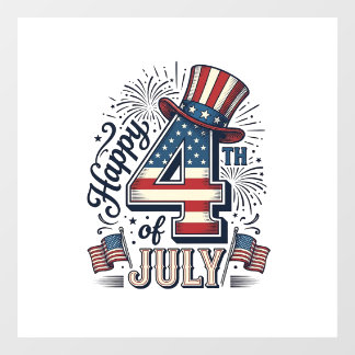 Autocollant Pour Fenêtre Chapeau patriotique vintage Happy 4 juillet vecteu