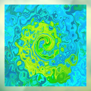 Autocollant Pour Fenêtre Chartreuse Groovy et Tourbillon de Liquide Aquamar