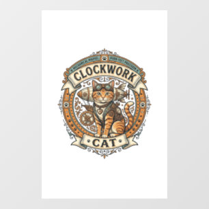Autocollant Pour Fenêtre Chat à ressort Chat Steampunk Vintage Art Vector S