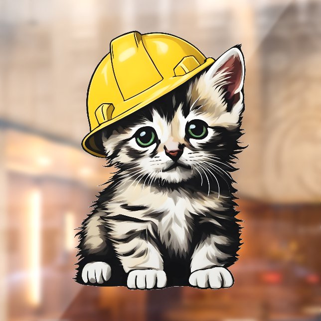 Autocollant Pour Fenêtre Chat de construction (Feuille 2)