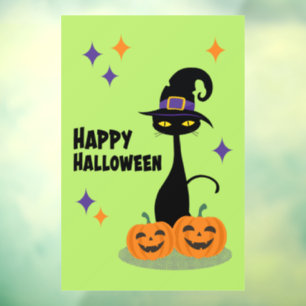 Autocollant Pour Fenêtre Chat d'Halloween Atomique de Style Milieu de Siècl