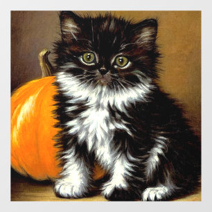 Autocollant Pour Fenêtre Chat d'Halloween noir et blanc vintage