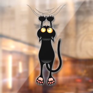 Autocollant Pour Fenêtre Chat drôle Personnage Grattant Tissu