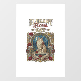 Autocollant Pour Fenêtre Chat floral élégant Art Nouveau vintage vecteur 