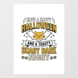 Autocollant Pour Fenêtre Chat Halloween Vintage Création Nuit Sombre Effray