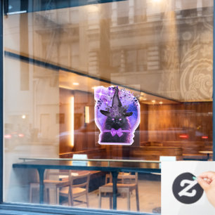 Autocollant Pour Fenêtre chat noir avec aura violette