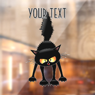Autocollant Pour Fenêtre Chat noir de dessin animé drôle et féroce