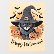 Chat noir en sorcière Casquette Halloween Cling fe