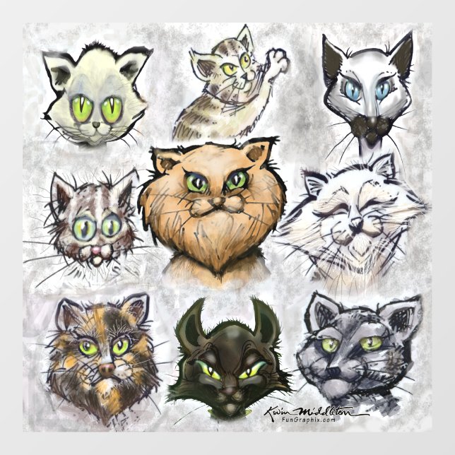 Autocollant Pour Fenêtre Chats (Feuille)