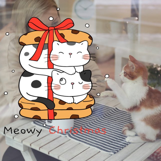 Autocollant Pour Fenêtre Chats amusants Cookies Meowy Christmas Pet Shop Ve (Créateur téléchargé)