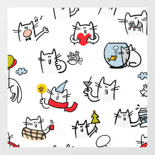 Autocollant Pour Fenêtre Chats amusants, lait et magie.