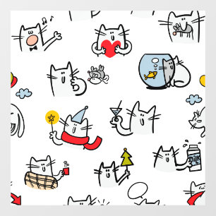 Autocollant Pour Fenêtre Chats amusants, lait et magie.